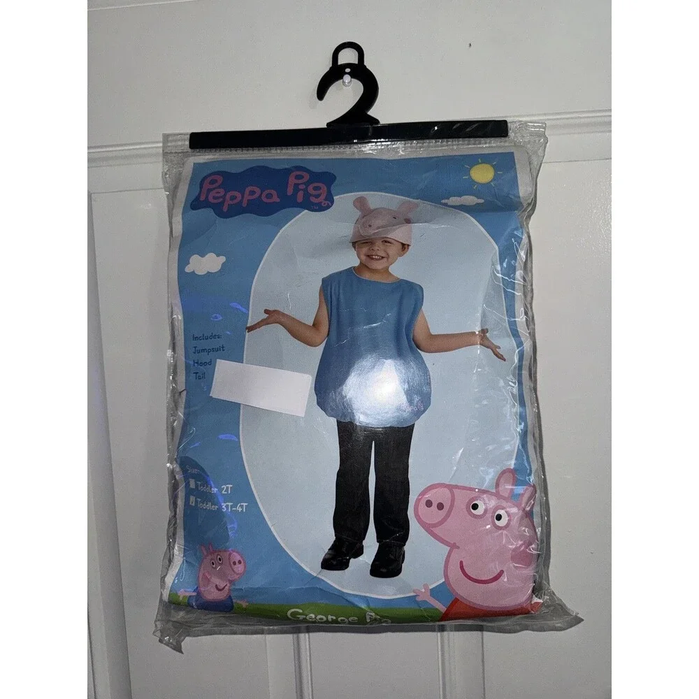 Peppa Pig’s Brother George Pig Toddler Costume Shirt and Hat Size 3-4 Years New